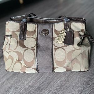 Coach Black Tan Monogrammed Shoulder Bag